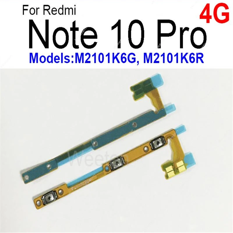 Power Volume Buttons For Xiaomi Redmi Note 9 10 11 Pro 4G 5G 9S 9T 10S 11S ON OFF Power Volume Side Button Keys Flex Cable Parts