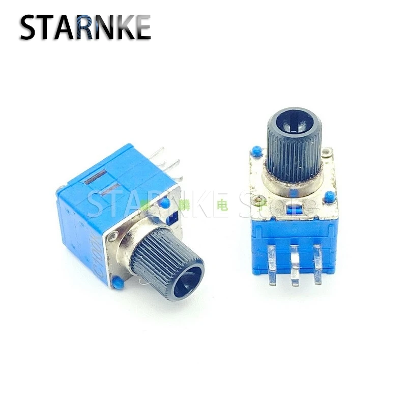 2PCS 0911 Type C100K C104 Dual 6-pin Audio Amplifier Mixer Gain Volume Potentiometer Short Shaft 8mm