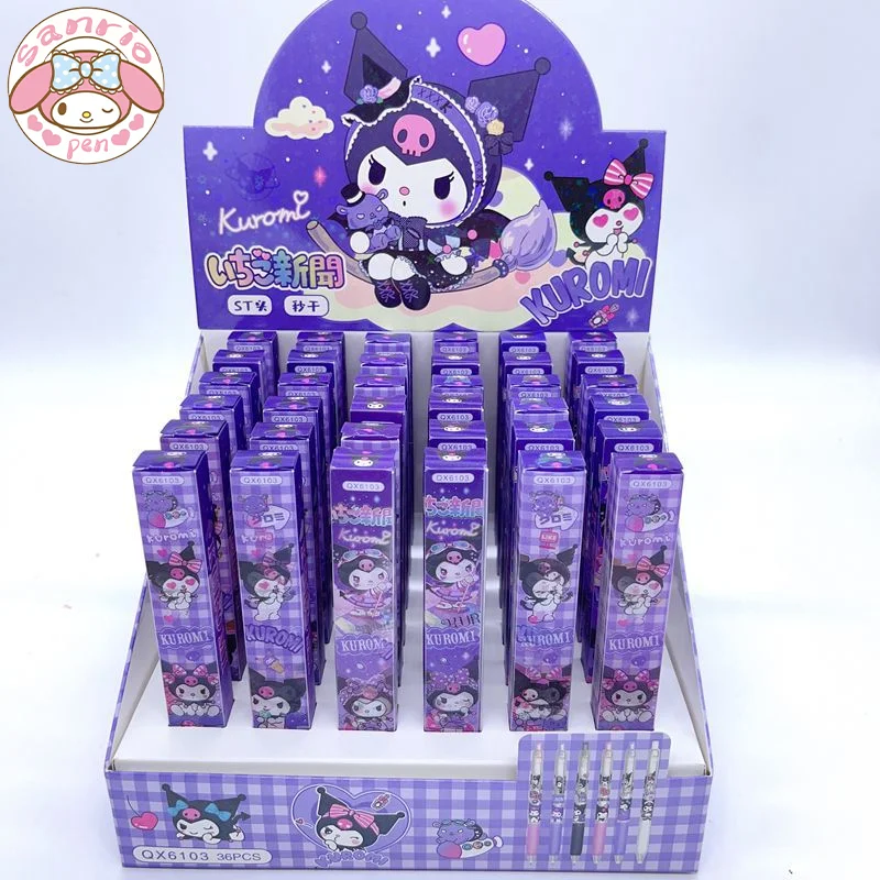 

18/36pcs Sanrio Gel Pen Kuromi Melody Cinnamoroll Cartoon Press Fountain Pen 0.5mm Black School Office Accessories Supplies