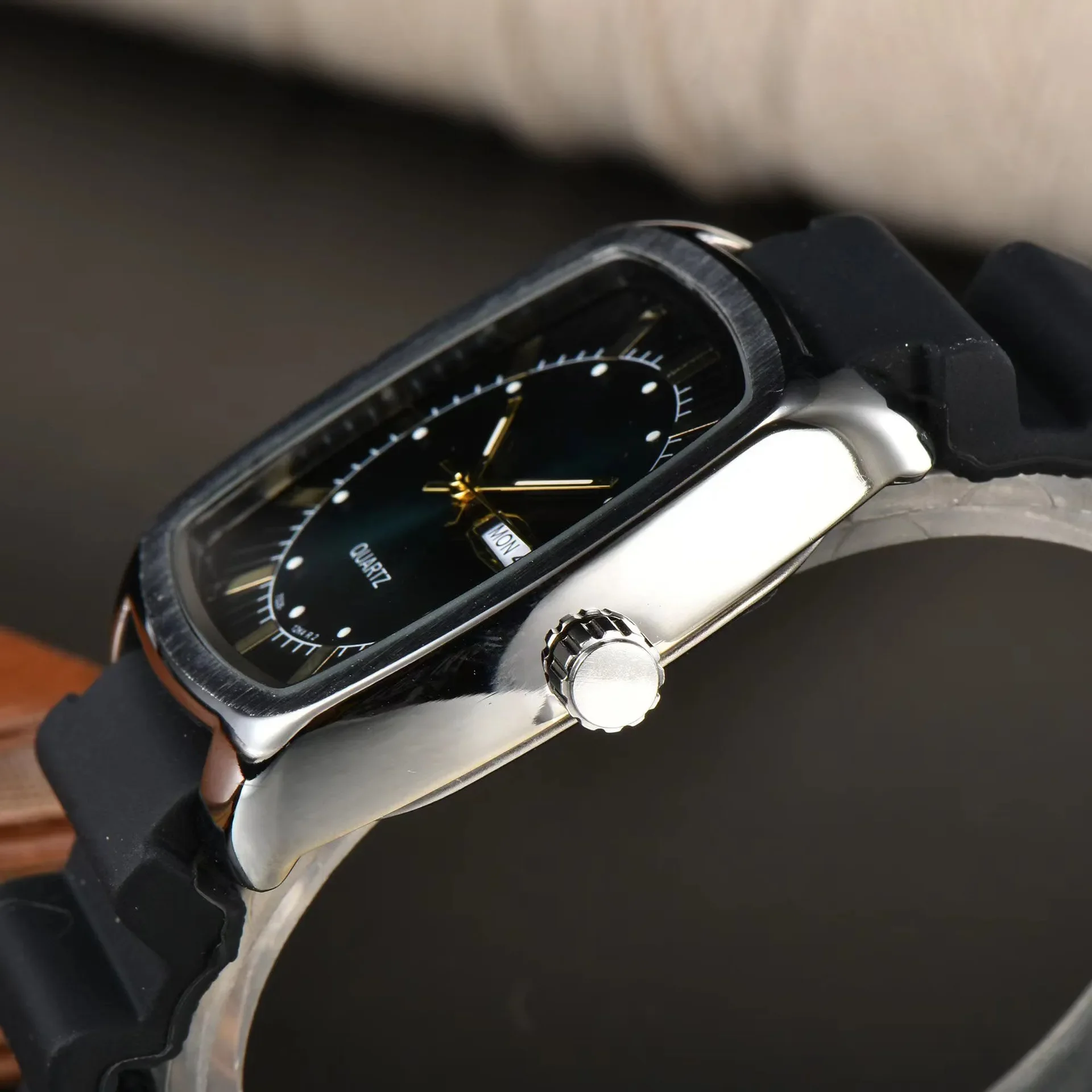 2025 masculino japão miyota relógio de quartzo 40.5mm mostrador escovado dia data pulseira de couro resistente à água estilo casual de negócios grátis