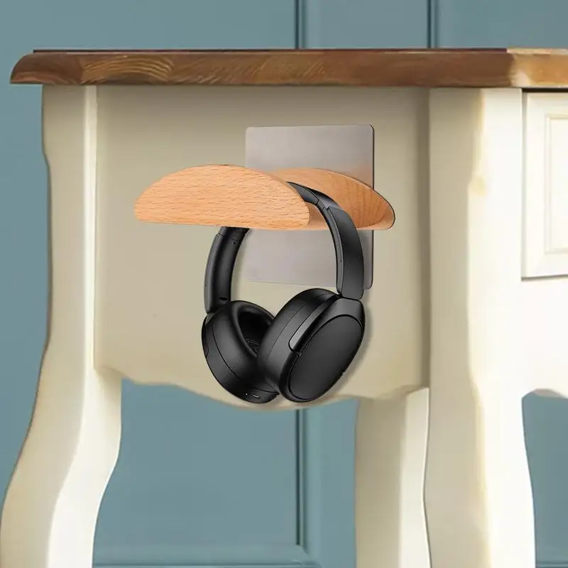 Universal Headphone Wall Mount Simple Hook Wood Headset Hanger Stand Headphone Holder Display Headphone Hanger