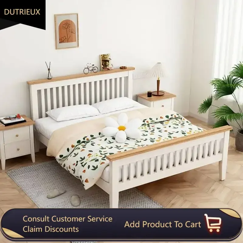 

Pretty Nordic Modern Bed Double Platform Wood King Size Frame Beds Bedroom Luxury Nightstands Cama Casal House Accessories