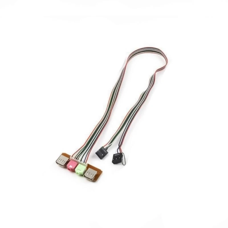 

Computer Case Front Mount Interfaces Expansion Module with 2 USB2.0 Port 3.5mm Connectors Front Panel Extension Cable
