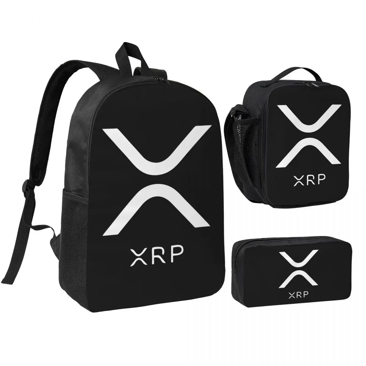 

XRP Ripple Backpack Student Boys Girls BookBag School Bag Computer Shoulder Bags 3ps Insulated Lunch Bag Pencil Case