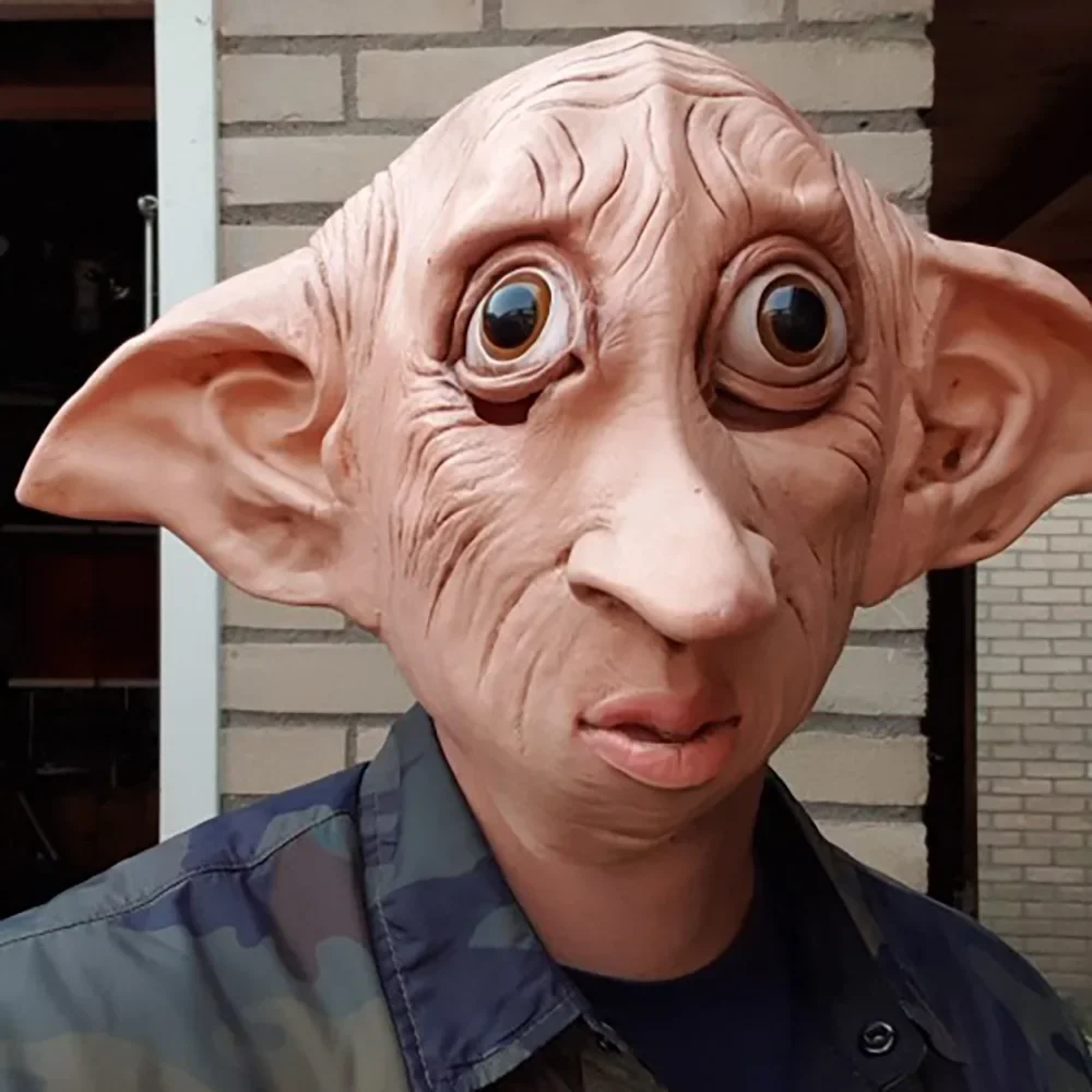 Cosplay House-Elf Full Face Mask Funny Animal Dobby Masks Meng Stay Lifelike Latex Helmet Halloween Party Costume Props