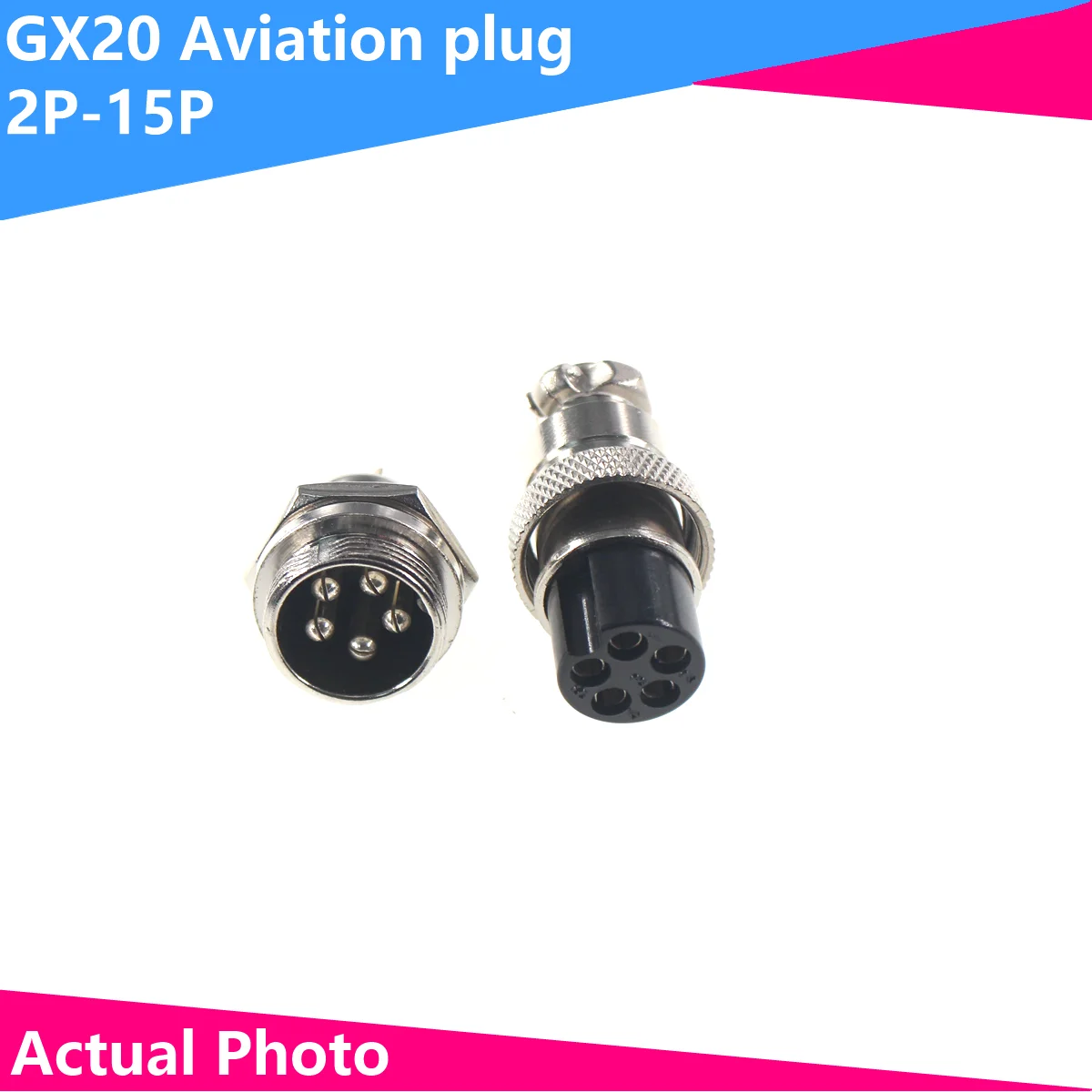 1Set GX20 2/3/4/5/6/7/8/9/10/12/14/15 Pin 20mm Male + Female Circular Nut Type Wire Panel Aviation Connector Socket Plug