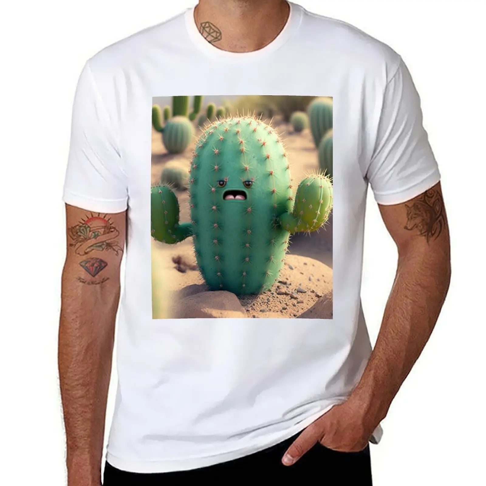 

Cute Funny Cactus Art T-Shirt t shirts for man pack cotton t shirt custom print funny t shirts dark humor T-Shirt