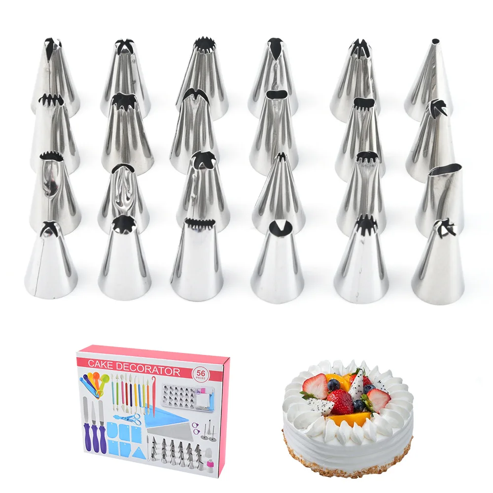 56 Piece Set Pastry Nozzle Cake Decoration Tool Flower Frosting Tube Puzzle Cream Cupcake Baking Accessories Gauter Scraper