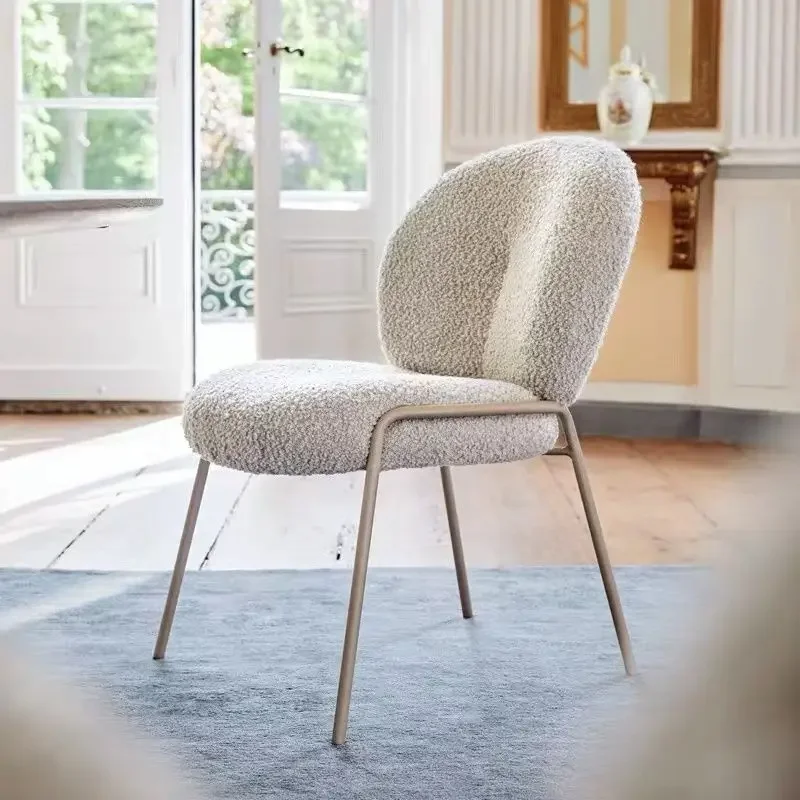 Nordic cordeiro velo luz luxo cadeira de jantar designer minimalista moderno maquiagem poltrona francês leite loja chá jantar poltrona