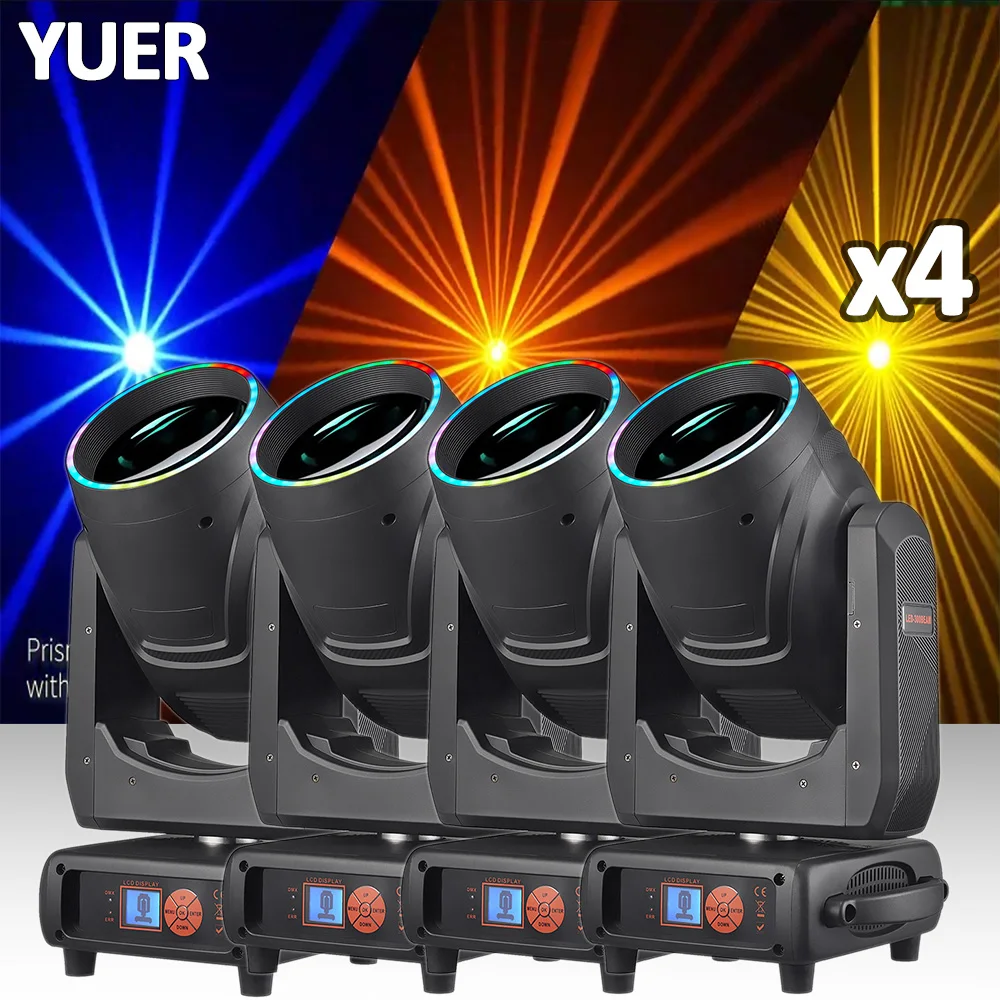 4PCS LED 300W Beam Spot Zoom Frost Effect Moving Head Stage Lighting Wedding Party DMX512 Dj Disco Club Gobo Dance Show Lights