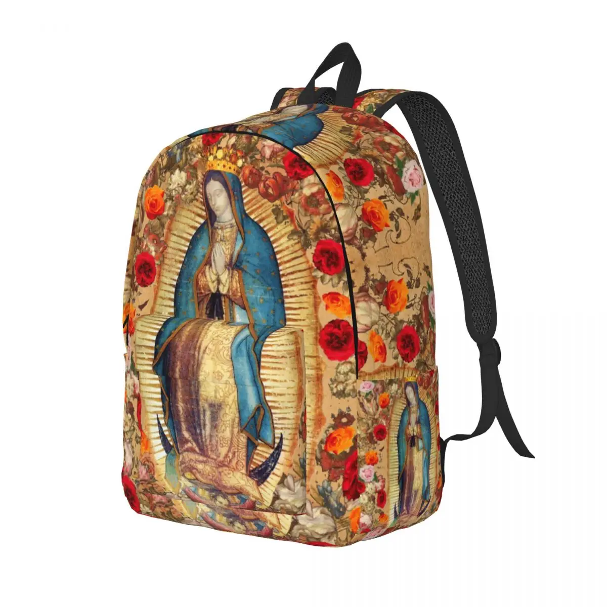 Our Lady Of Guadalupe Virgin Mary Canvas Backpacks Waterproof College School Catholic Mexico Poster Bag Printing Bookbag