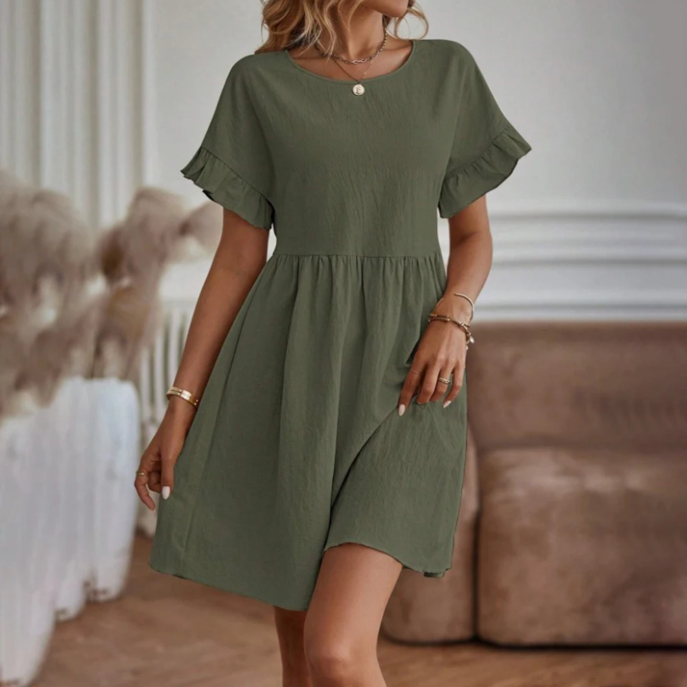 Loose Dress for Women Clothing 2024 Summer Solid Beach Sundress Female Korean Fashion Slim Sexy  Casual Short Sleeve Blouse Dres