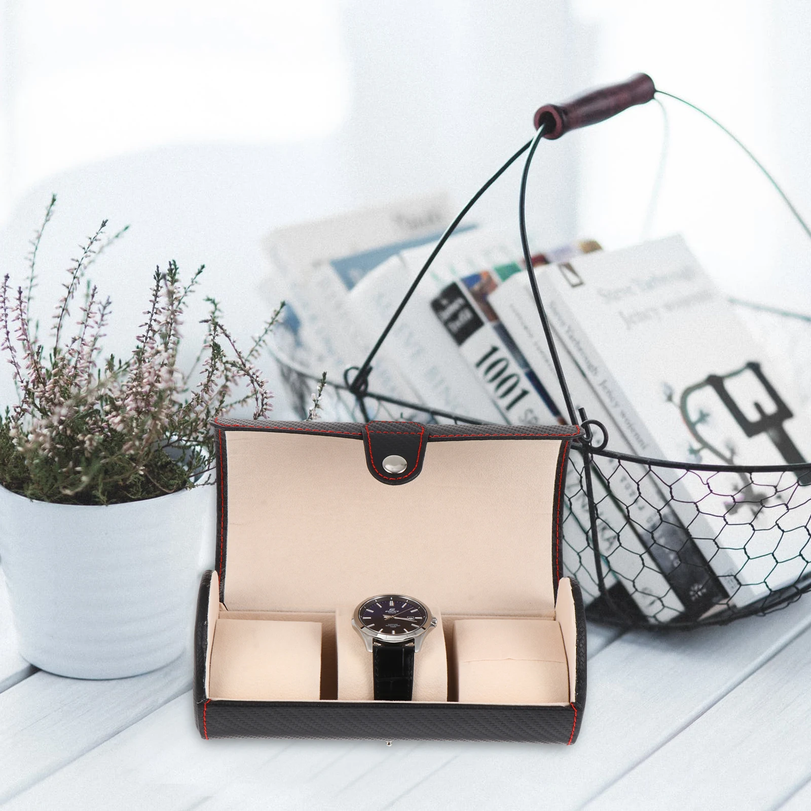 

Vintage PU Watch Roll 3 Slots Portable Travel Organizer Watch Storage Box Jewelry Case Classic Design Scratch
