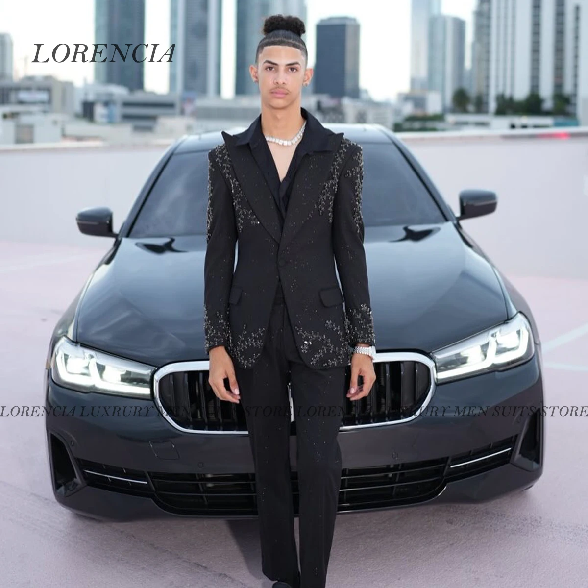 

Индивидуальный комплект из 2 предметов с бриллиантами, мужские костюмы с кристаллами, свадебный смокинг для жениха, ужин, однобортный вечерний пиджак, trajes para hombre
