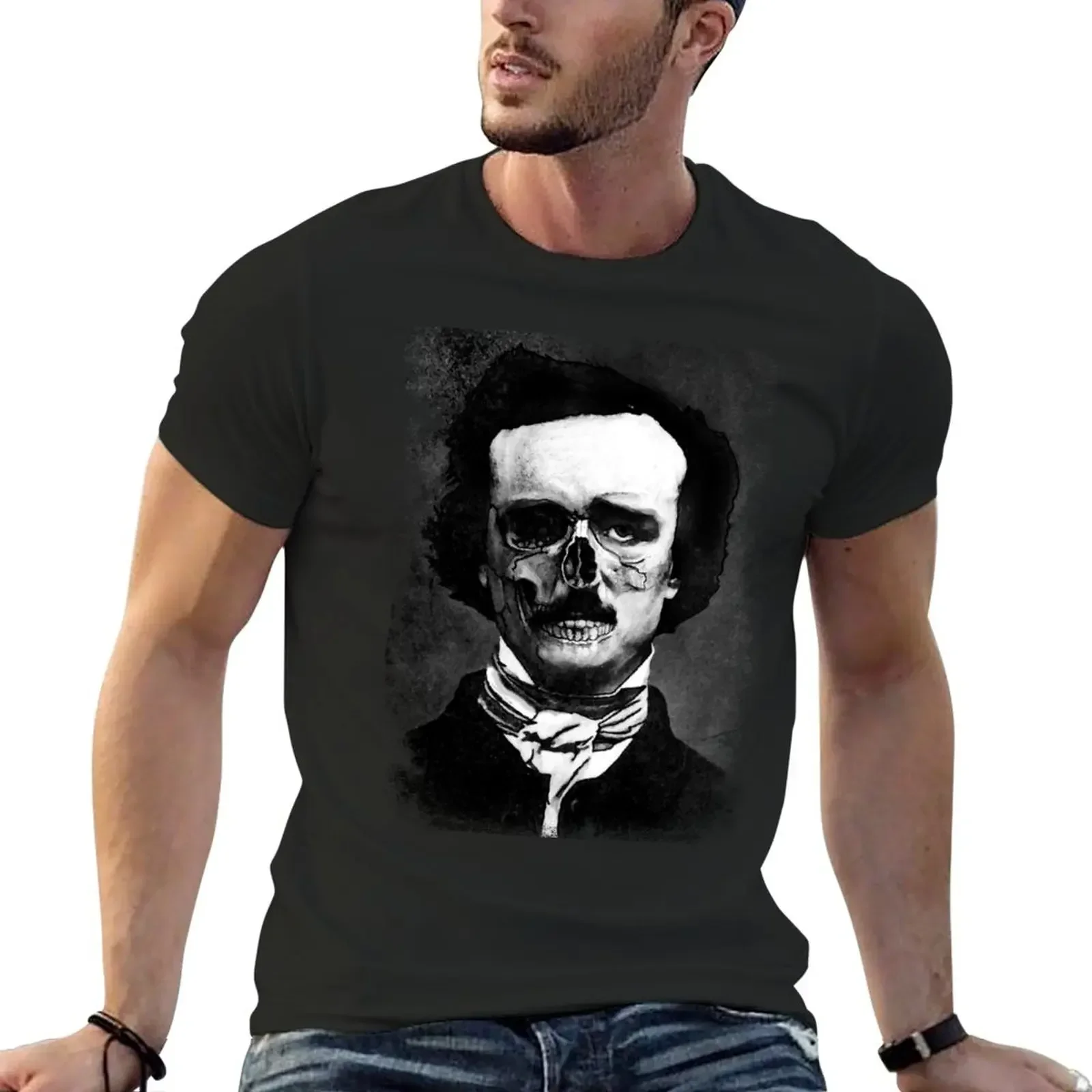 Camiseta de manga corta para hombre, funnys camisa negra, remera con máscara de terror, remera de Batman Poe