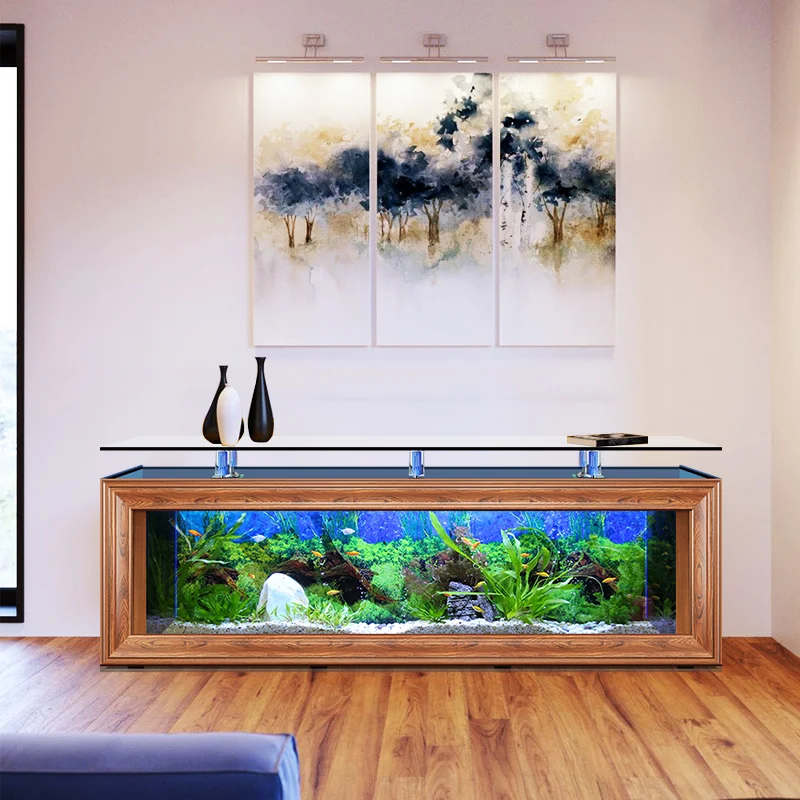 

Floor-Standing Glass Bar TV Stand Elegant Fish Tank Aquarium Accessory Float glass standard rectangular tank