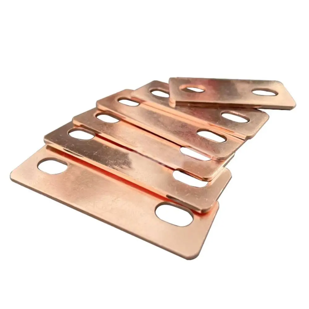 New Red Copper Bus Bars Connector M6 screw holes Flat Red Copper Pickling Busbar Red Copper Nickel Plate LiFePO4 Cell