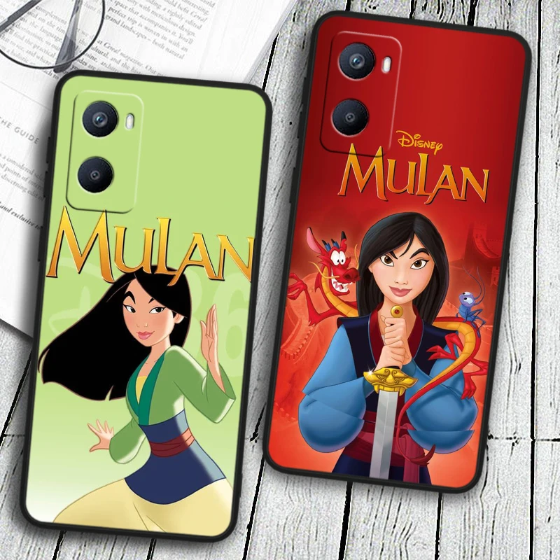 Disney Mulan Princess Cartoon For OPPO Reno 10 9 8 7 6 5 4 Z SE Pro Plus Lite Soft TPU Shockproof Black Phone Case