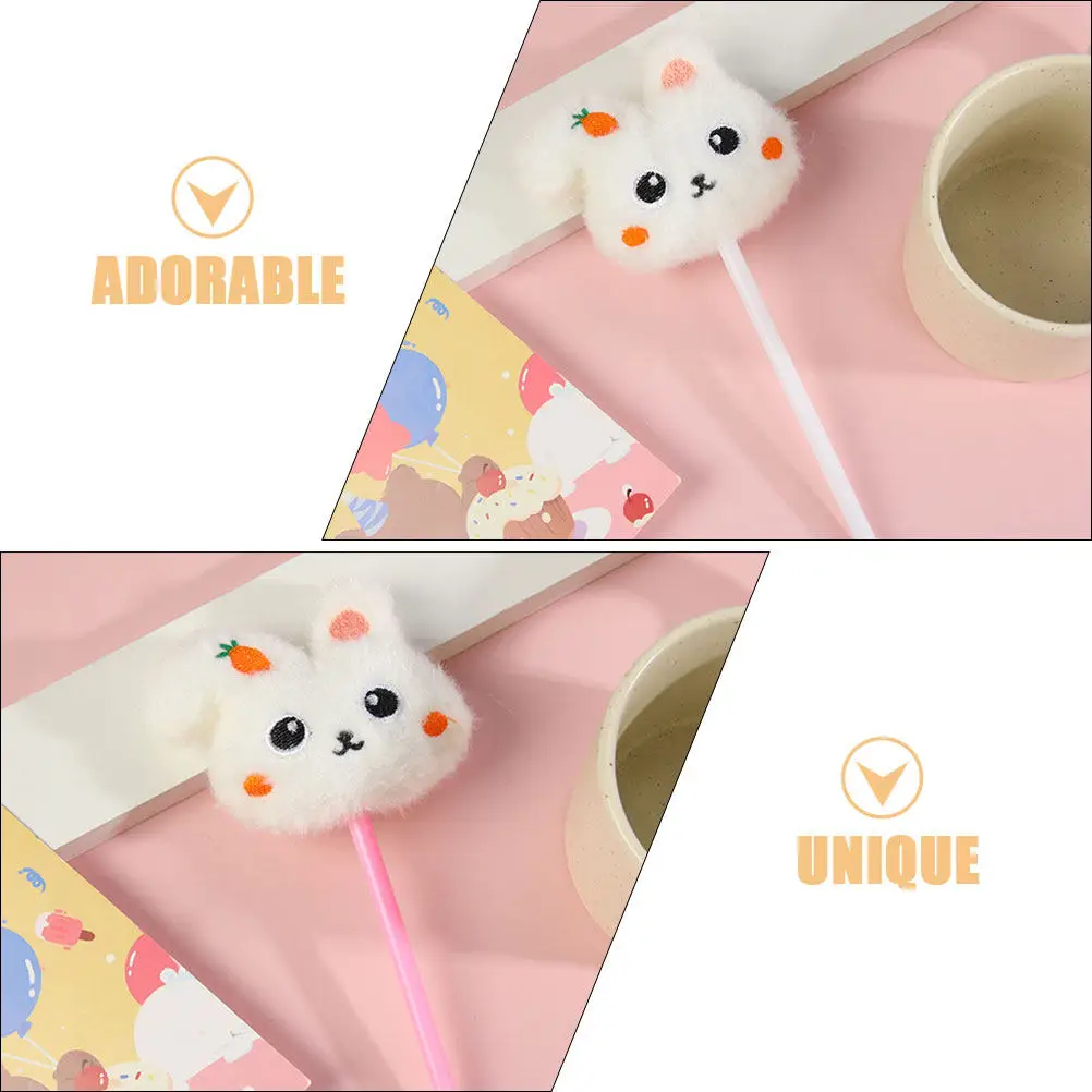 3Pcs Rabbit Shape Ballpoint Pens Soft Touch Grip Bright Color Smooth Ink Portable Compact for Classroom Study Office Stationery