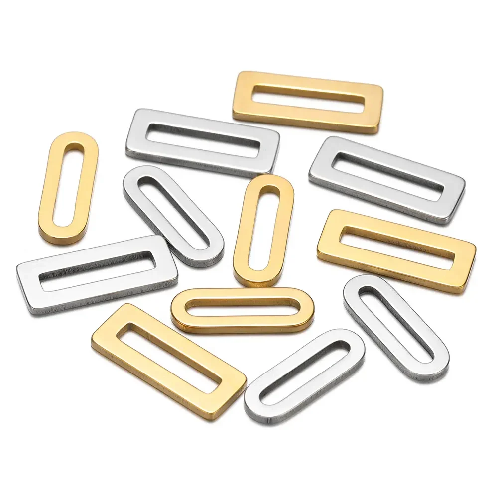 20Pcs Oval Rectangle Paperclip Charms Stainless Steel Charms For Necklace Bracelet Connectors Jewelry Making Wholesale