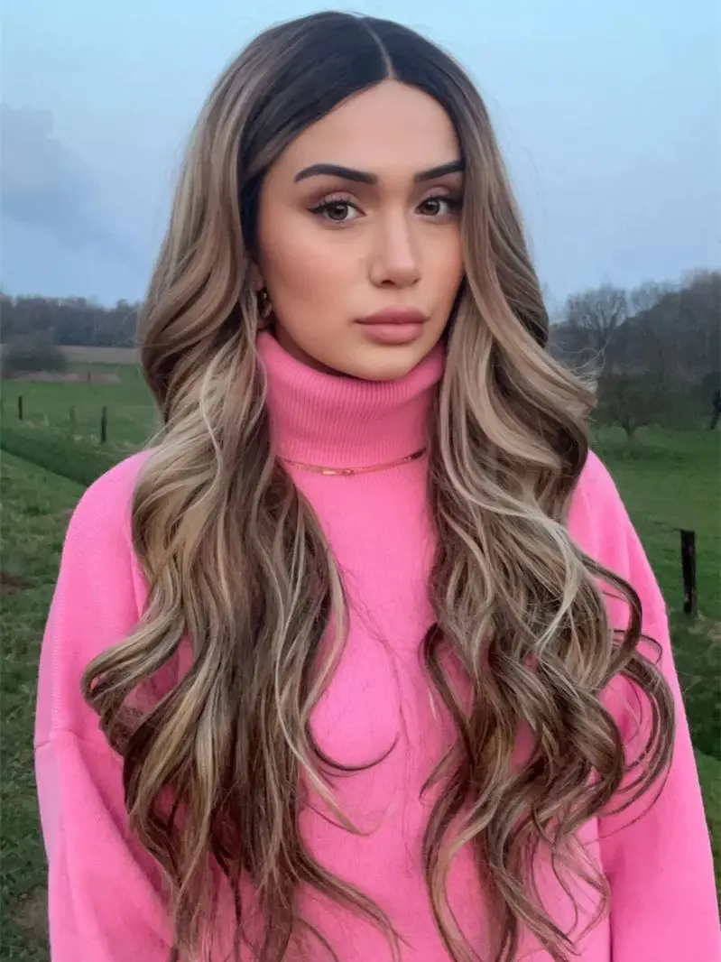 يوميا 13x4 أومبير براون شقراء الاصطناعية HD الدانتيل شعر مستعار أمامي 30 بوصة سوبر طويل الجسم موجة شعر مستعار جودة عالية ألياف مقاومة للحرارة شعر مستعار #4