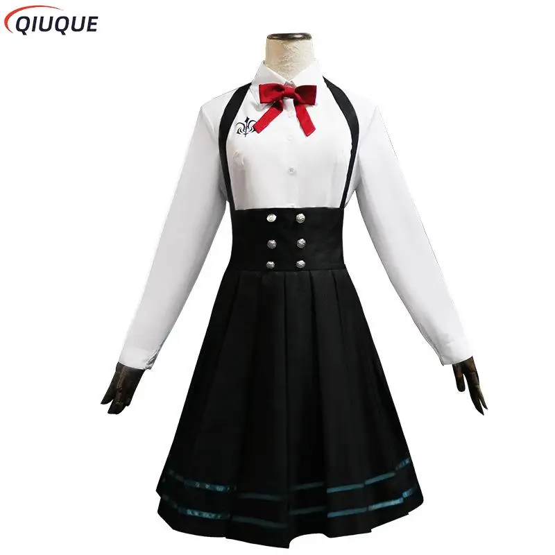 Danganronpa V3 Shirogane Tsumugi disfraz de Cosplay para mujer, peluca, gafas, uniforme JK, juego de Anime, trajes de fiesta de Halloween