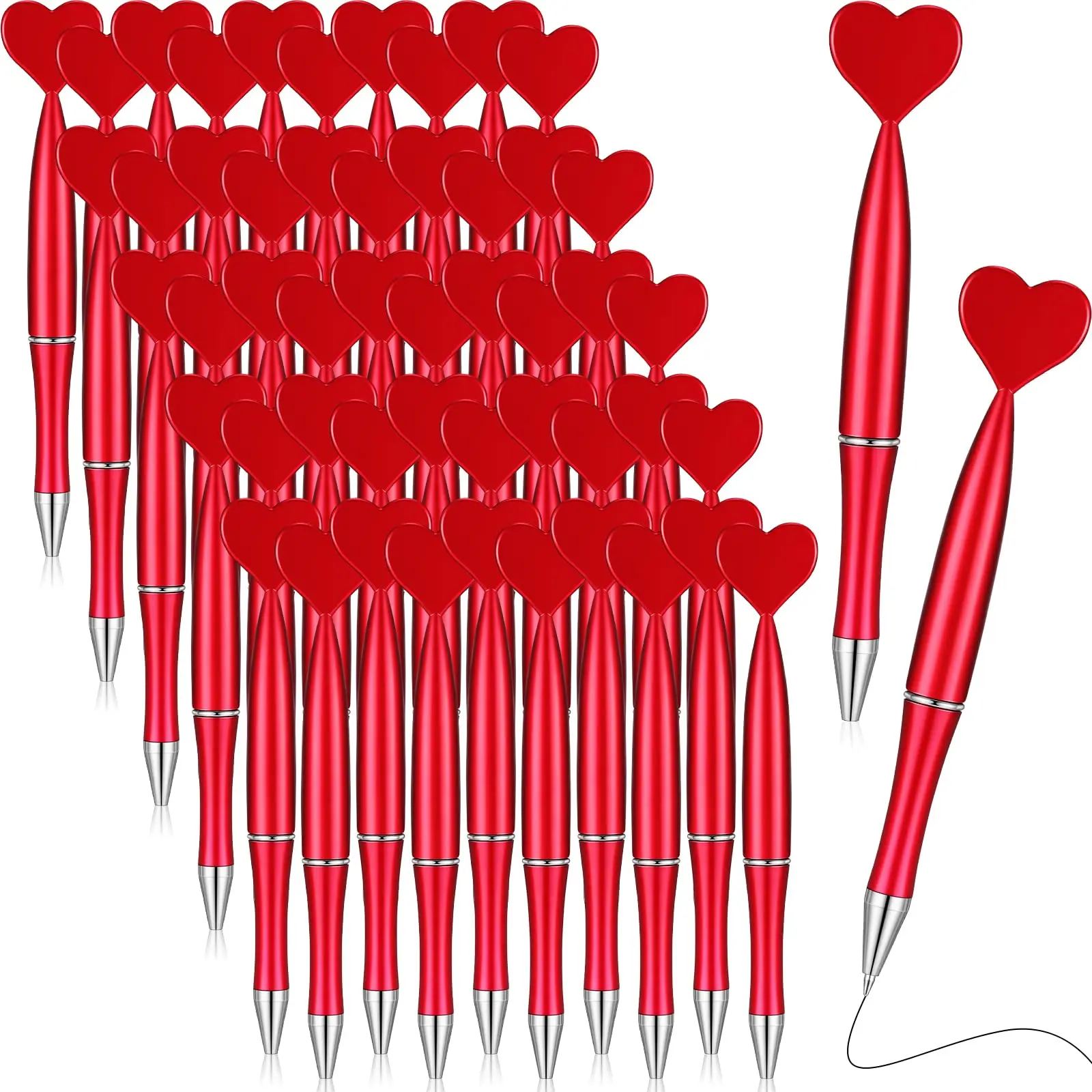 

40Pcs Heart Rotary Ballpoint Pen Love Heart Ball Pens Plastic Pens Student Ballpoint Pen School Supplies Stationery