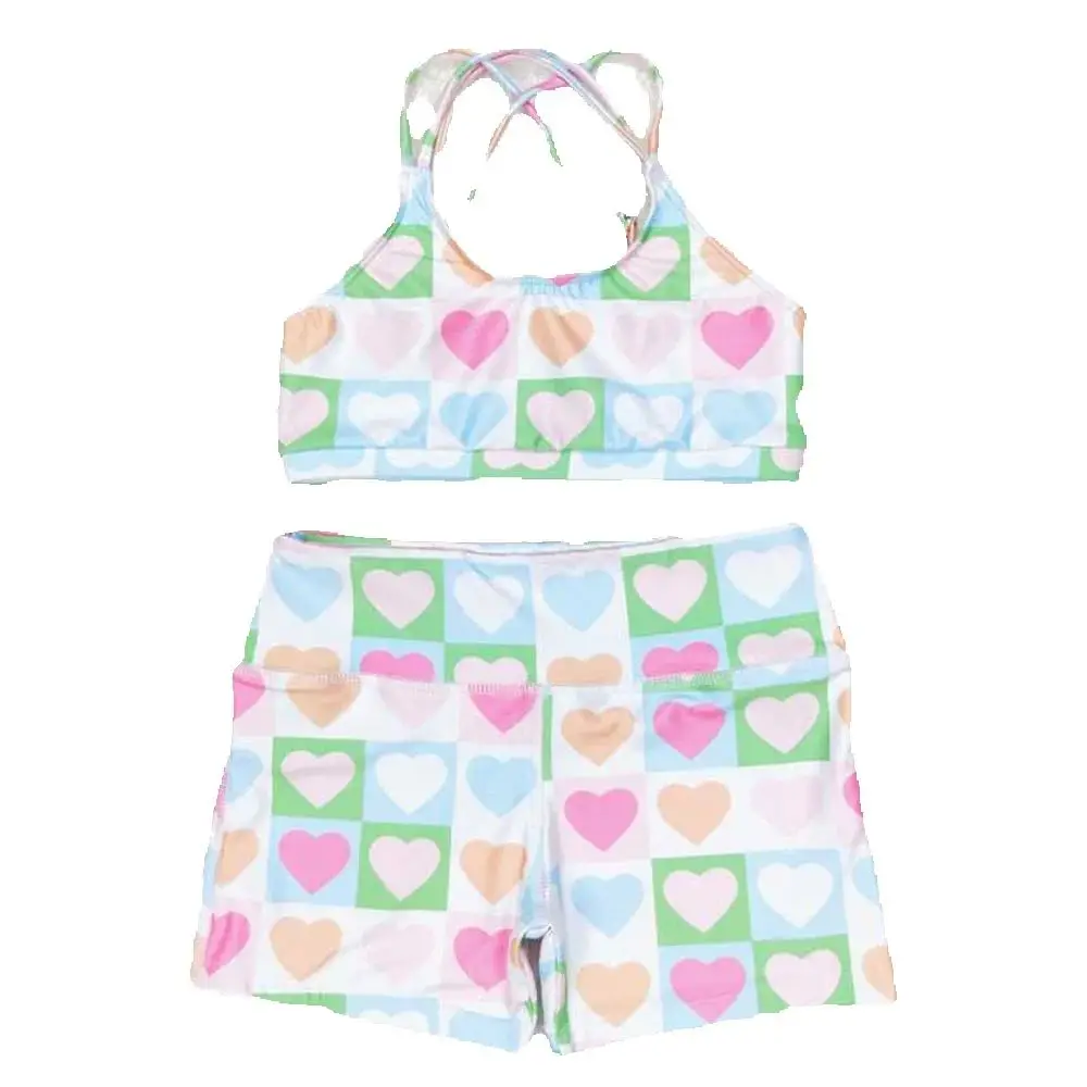 

Baby Girls Summer Swim Baby Girls Pink Hearts Swimsuit Set Top Shorts Outfit for Infants