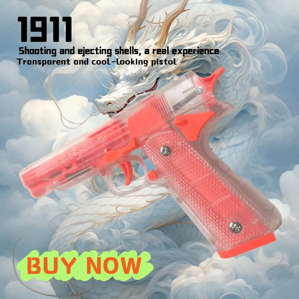 Espulsione in modo sicuro Conchiglie Pistole trasparenti di pirata 1911 Pistole giocattolo a proiettile morbido per azioni Giocattoli all'aperto Giochi all'aperto Regali per bambini
