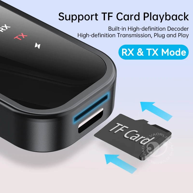 2 In 1 Multipoint Bluetooth 5.4 Audio Transmitter Receiver 3.5mm AUX RCA TF Card Play HIFI Dual Stream Wireless Adapter With Mic