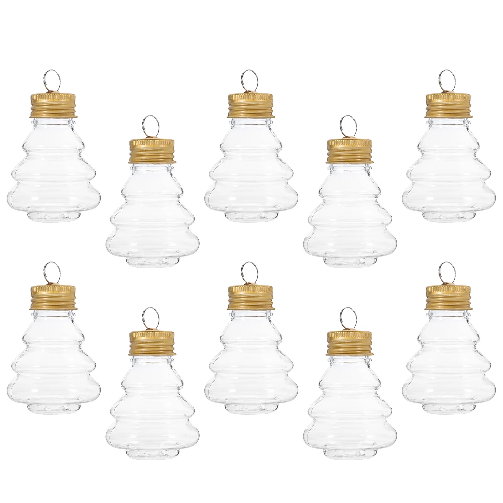 

10pcs Christmas Tree Shaped Decoration Pendant Fillable Candy Bottle Portable Beverage Container Juice Storage Reusable Empty