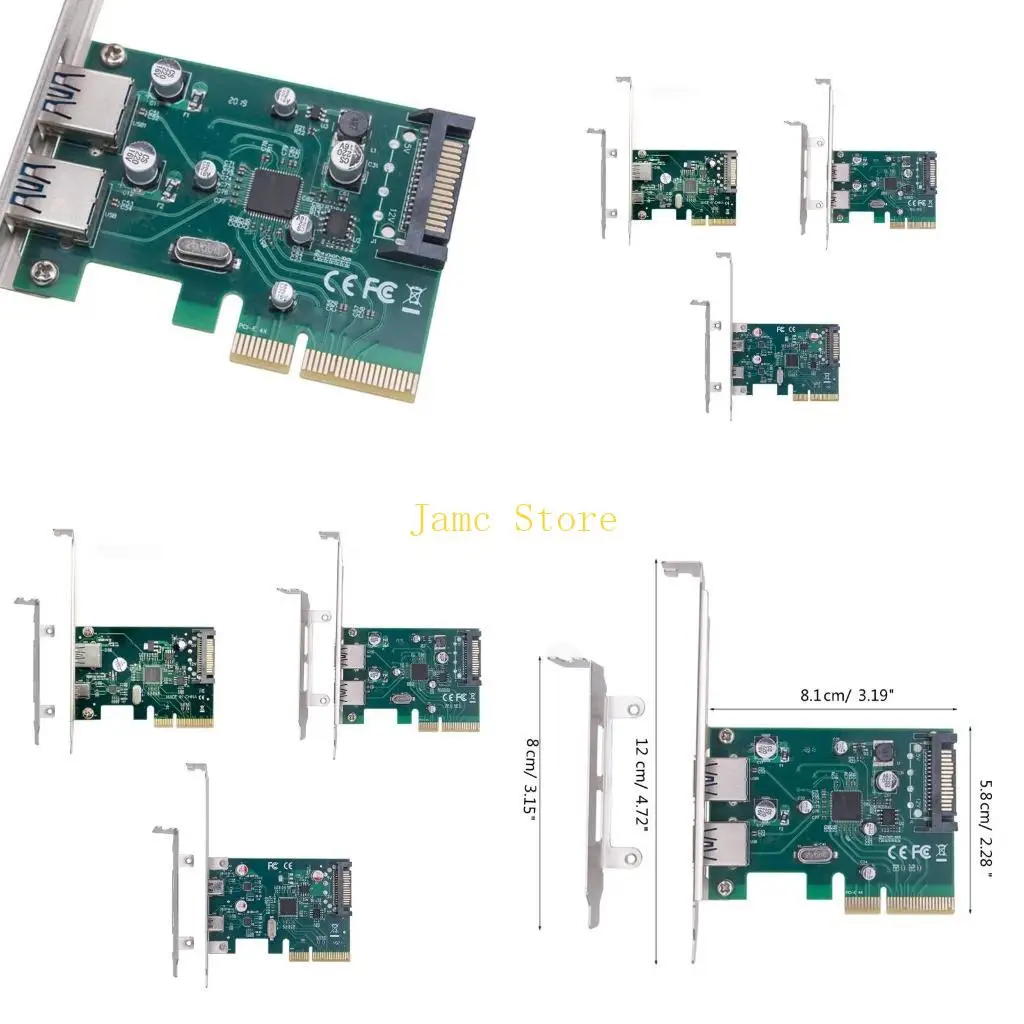 LX0B 2x USB 3.1 Type-C- PCIEX4 Adapter Card TypeC PCI-E Expansion PCIE USB3.1 HUB