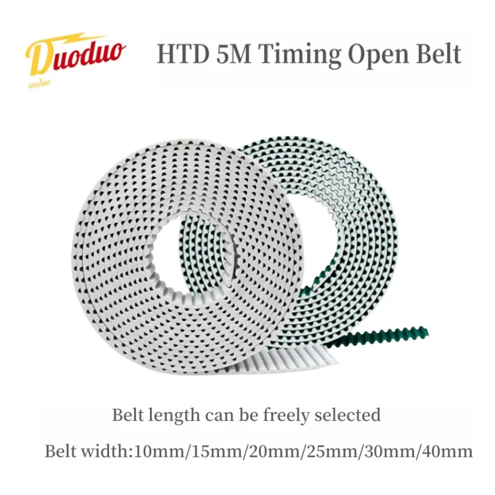 

HTD 5M PU Open Belt Width: 10mm /15mm/20mm/25mm/30mm/40mmTiming Polyurethane Transmission Belt For 3DPrinters Etc High Quality