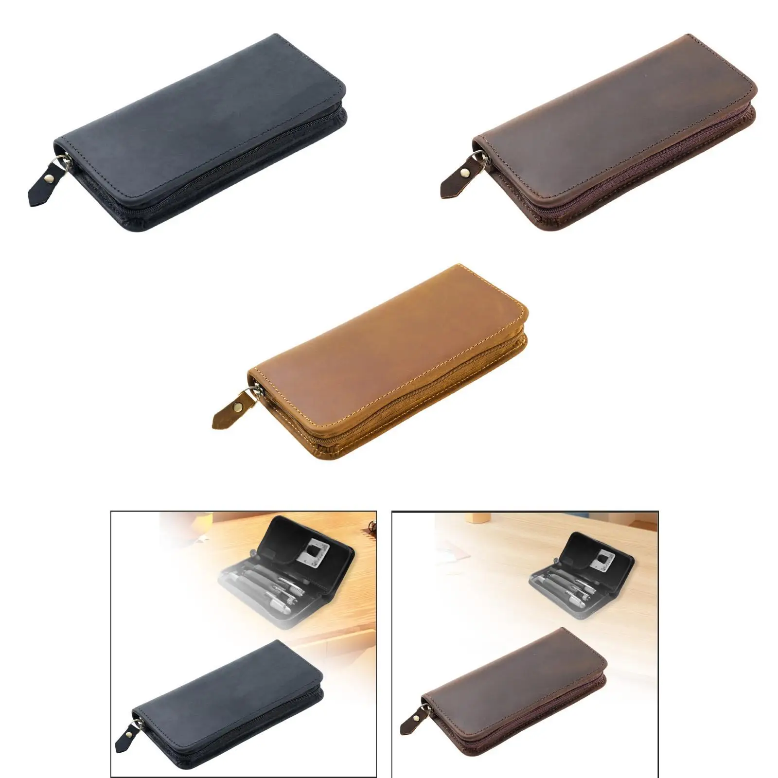 Stationery Bag Unique Lightweight Multipurpose Sturdy Leather Stationery Organizer for Tickets Coupons Receipts Invoices Artists