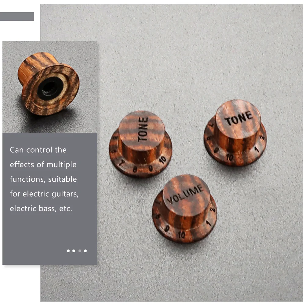 

3 Pcs Guitar Knobs Black Bass Volume Tone Control for Amplifier Electric Potentiometer Replacement