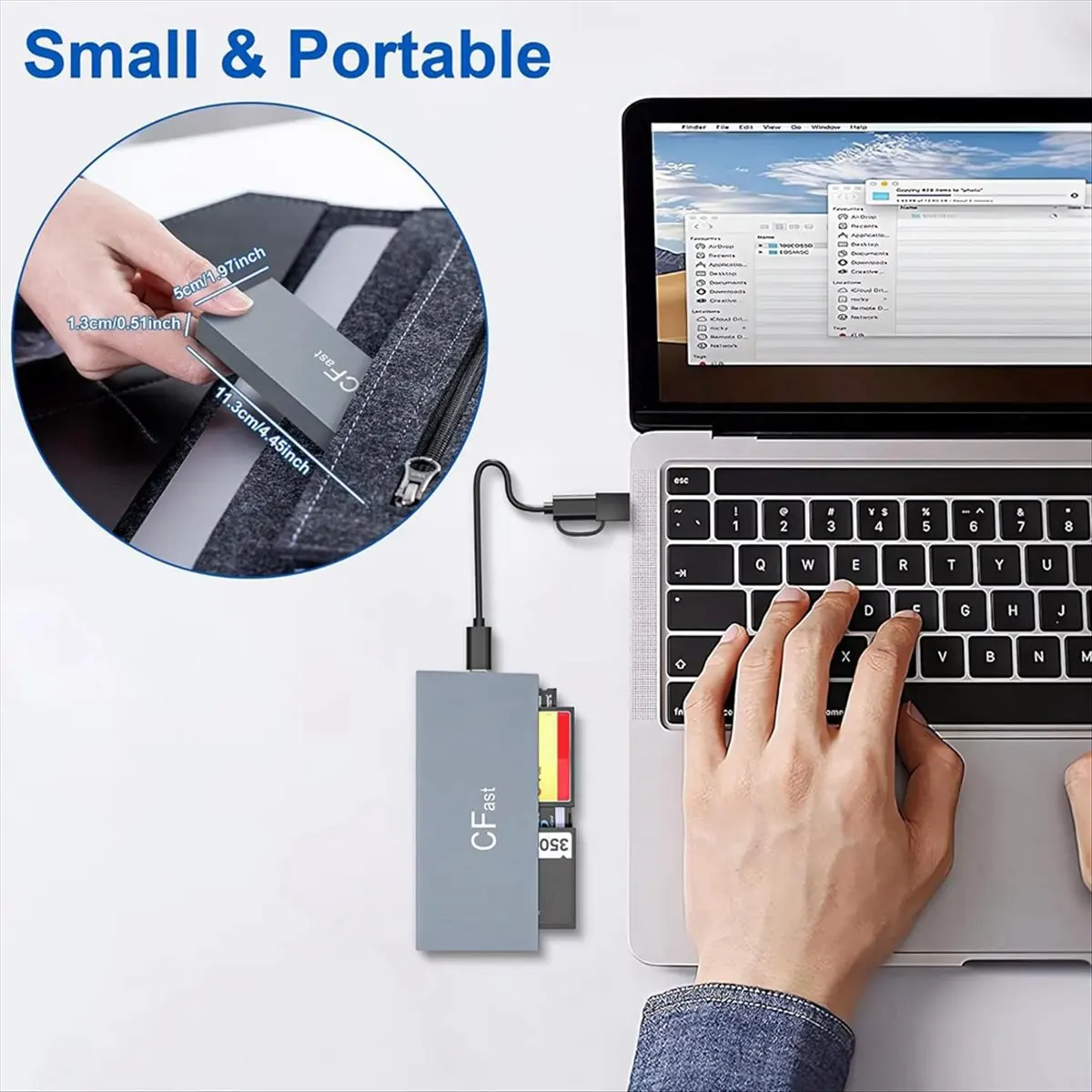 goodDT 6 in 1 CFast Card Reader Read Simultaneously USB C CFast 2.0 Card Reader USB Card Reader for CFast/CF/MS/SD/TF/XD Card