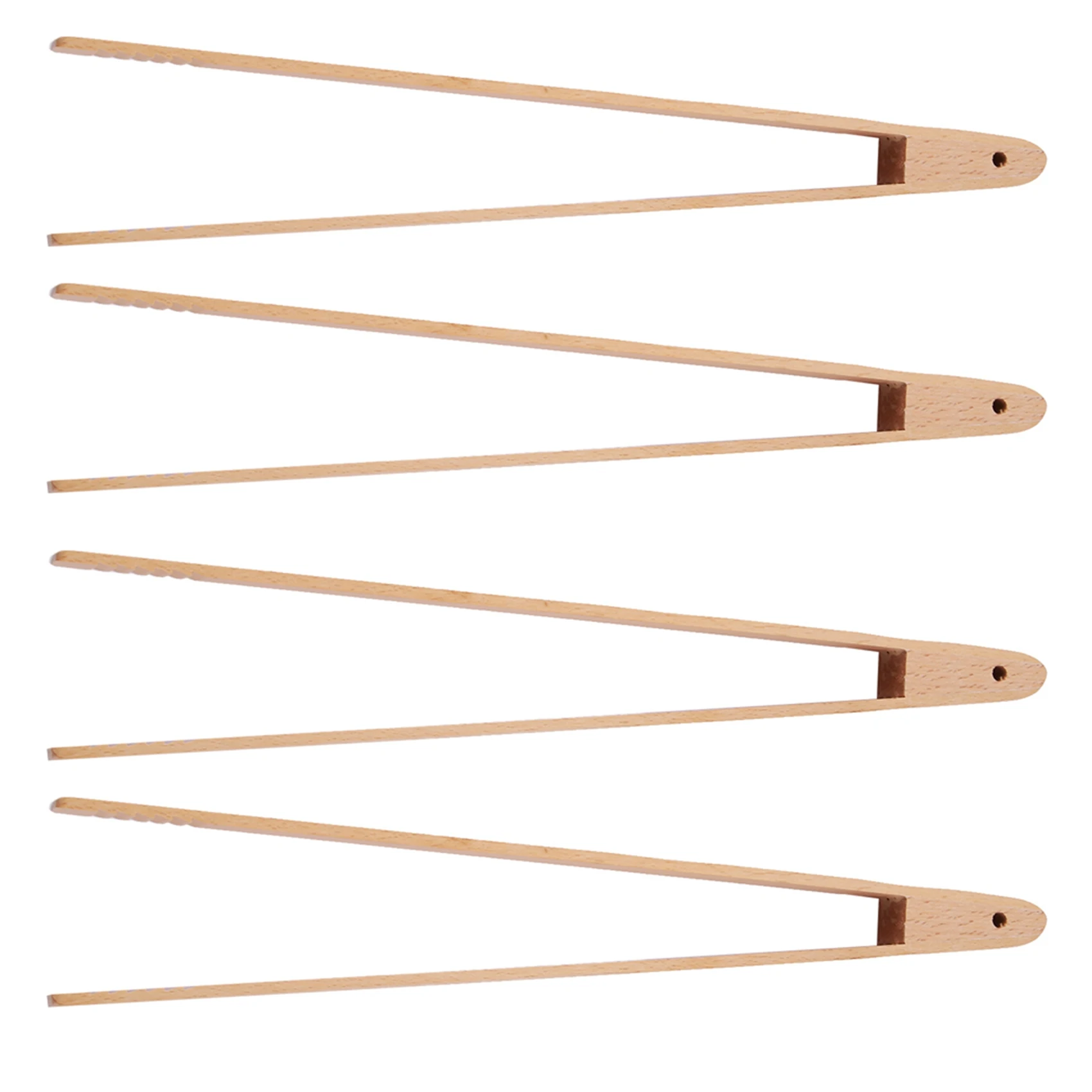 ABAH-4 Packs 12 Inch Wood Toaster Tongs Kitchen Tongs For Serving Food, Flipping Meat, Grabbing Toast And More