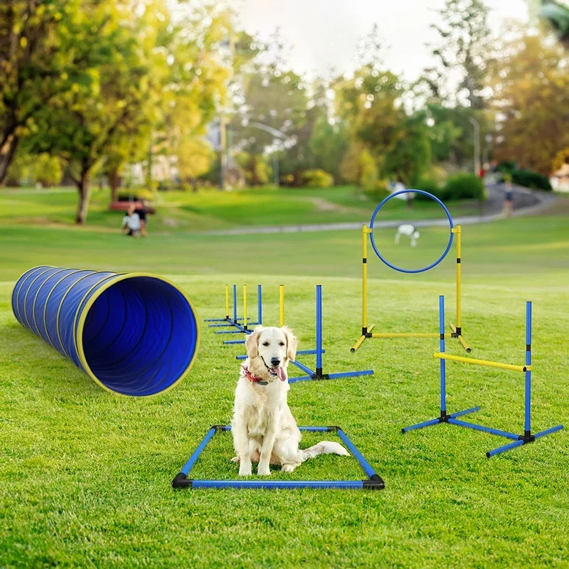 Custom Hot-selling Dog Agility Training Equipment Tunnel Poles Hurdles Exercise Pet Obstacle Course Agility Pet Training Set