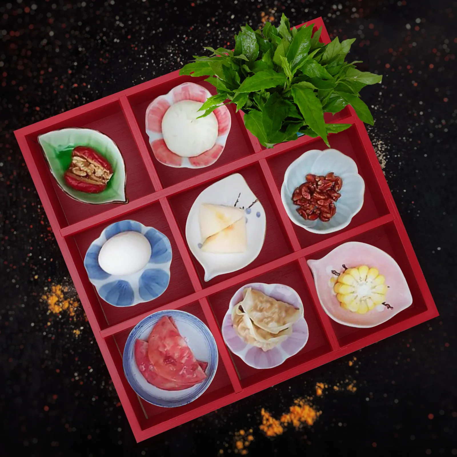 

1Pcs Premium Bamboo Tray Multi-Grid Food Storage Convenient No Peculiar Smell Smooth Surface Home Use Bamboo Tray
