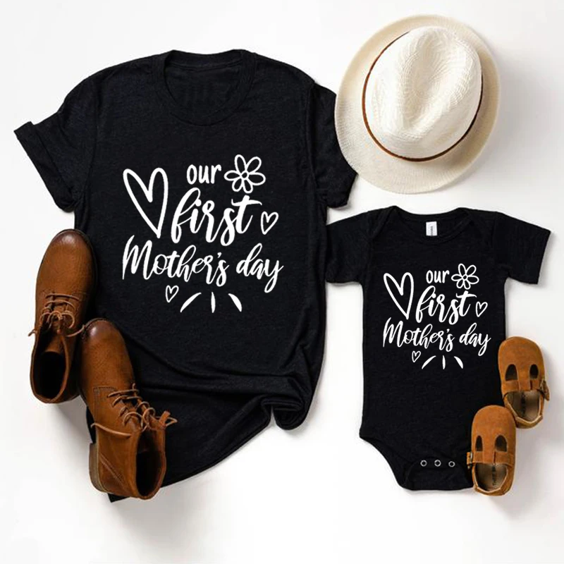 

Our First Mother's Day Shirt Mothers Day Matching Shirt Family Matching Outfits Mother's Day Mommy and Baby Outfit Gift