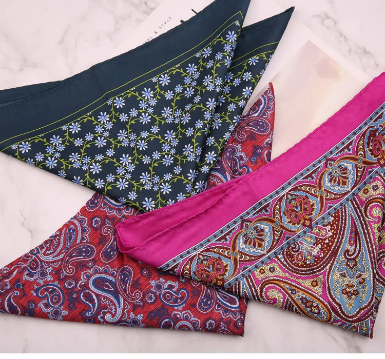 33cm Oversized Men's Pocket Square Polka Dot Red Floral Print Handkerchief Chest Towel Paisley Suits Wedding Gentlemen Hankies
