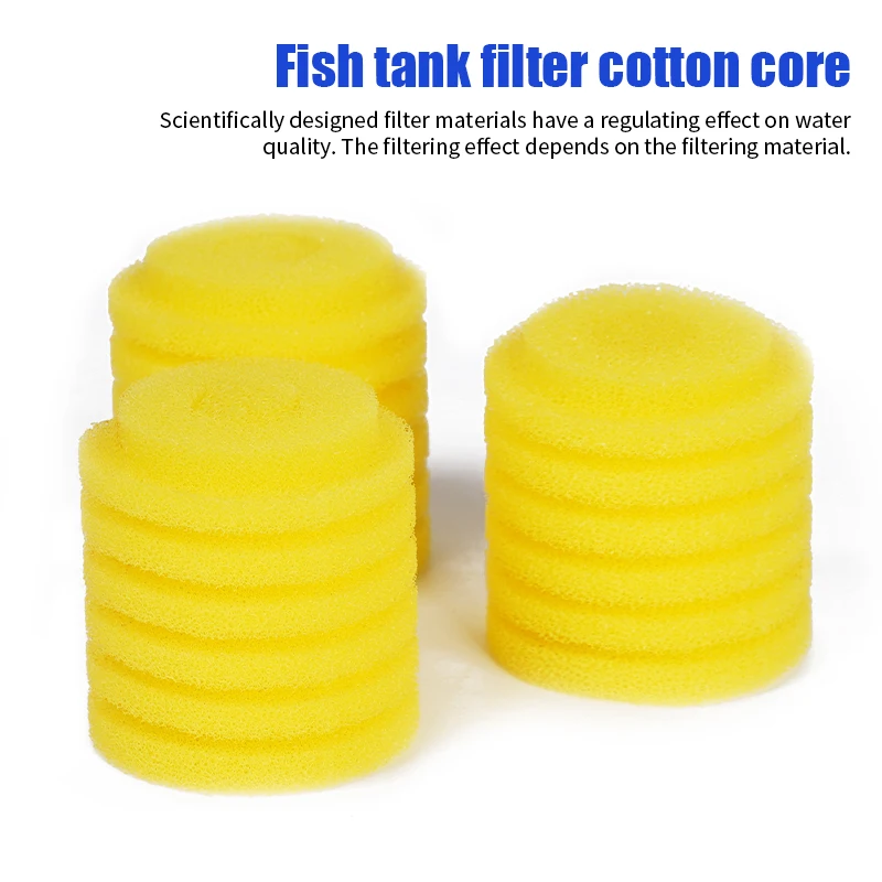 2-10pcs Fish Tank Filter Sponge Built In Filter Element Yellow Cotton Core Fish Tank Replacement Sponge Pet Aquarium Accessories