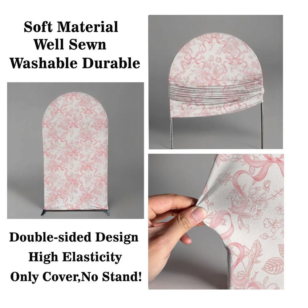 Розовый фон с бантом и аркой, нарисованный вручную чехол Toile de Jouy, арочные подставки для Sweet 16, свадебный душ, украшение для вечеринки для девочек