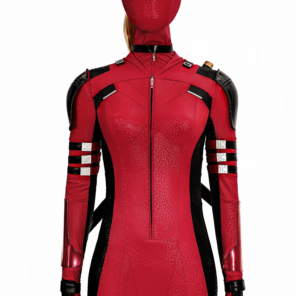 

Manluyunxiao Adult Woman Red Black Hero Cosplay Costume Full Set Custom Size Halloween Outfit