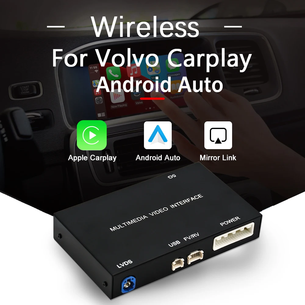 

ZJCGO OEM Screen Upgrade Decoder Box MuItimedia Interface CarPlay Android Auto Retrofit Kit for Volvo V40 V60 S60 XC60 7 Inch