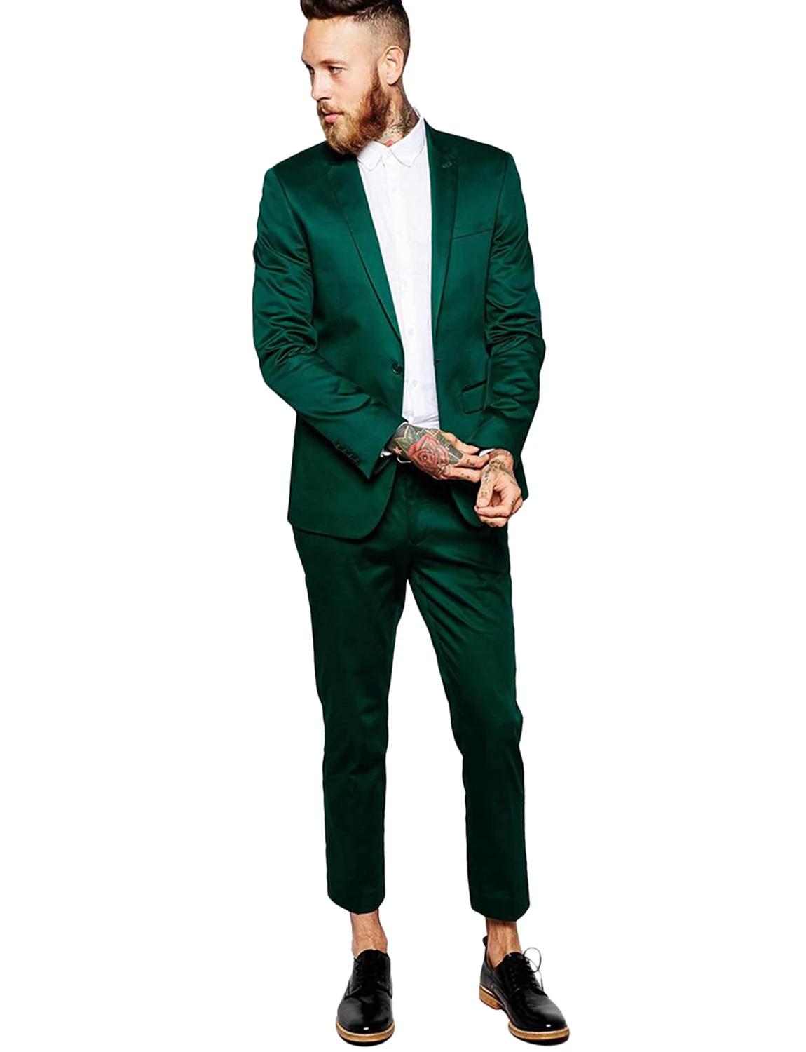 

Men's One Button Suit Peak Label solid Color Jacket & Pants Set for Prom Dinner Tuxedos