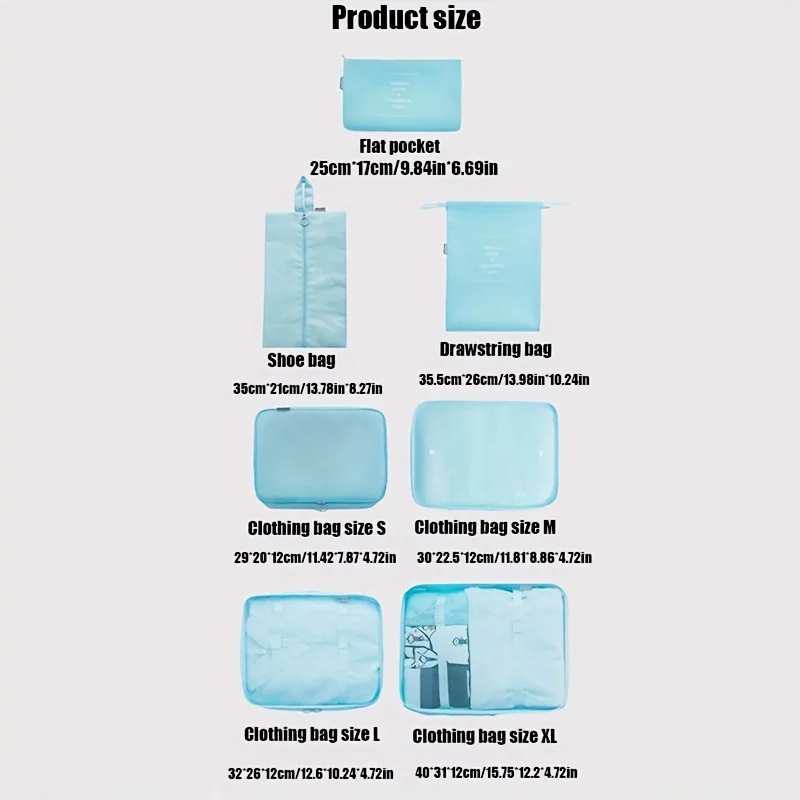10 قطعة مجموعة السفر المنظم فرز أكياس التخزين حقيبة مكعبات التعبئة حالات المحمولة خزانة الأمتعة الملابس حقيبة أحذية أضعاف #5