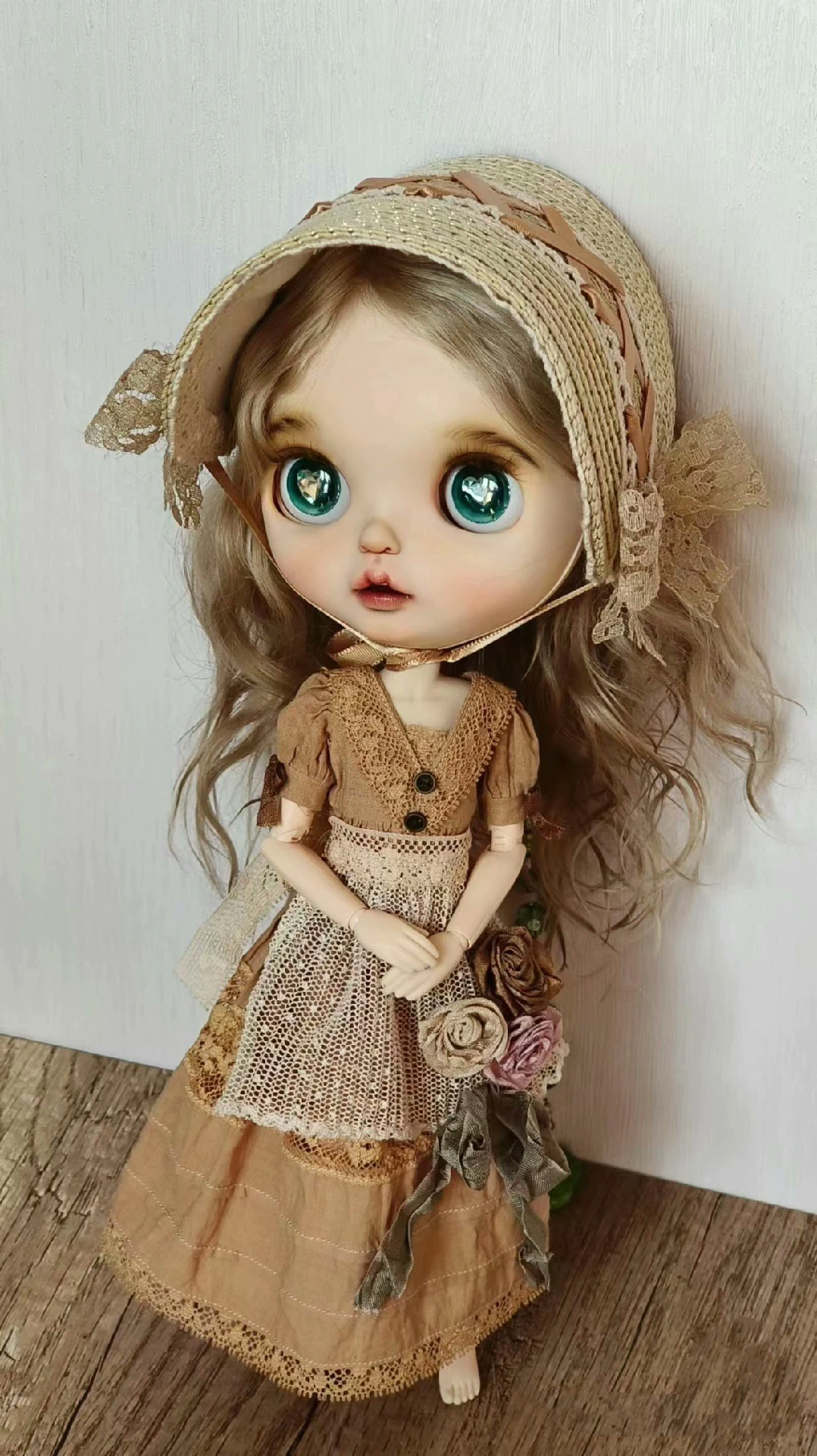 Tea dyeing series BJD Blythe dress Clothes Vintage silk twist skirt 1/6 30cm  Dolls (Fit for Pullip,Ob24, ob22、Licca)