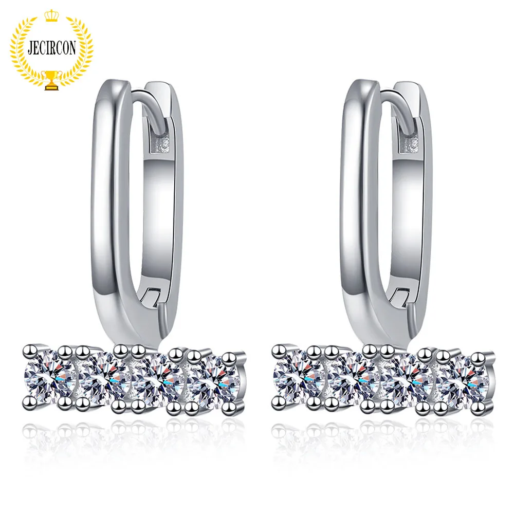 

JECIRCON 925 Sterling Silver Moissanite Drop Earrings for Women U-shaped Star European and American Style Single Diamond 0.1ct