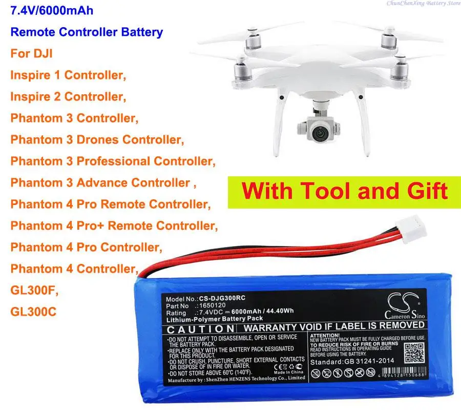 cameron-sino-6000mah-battery-for-dji-gl300cgl300finspire-1-controller2-controllerphantom-3-controller4-controller4-pro